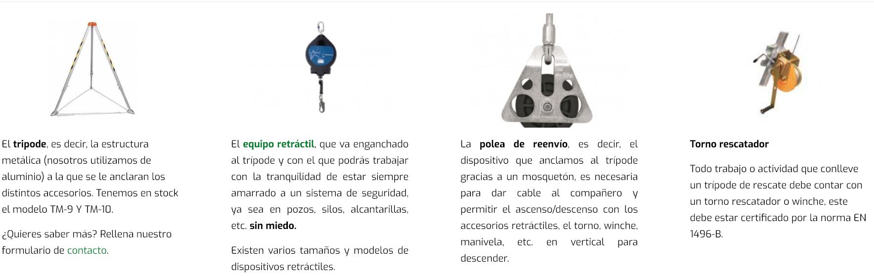 tripode, retractil y polea